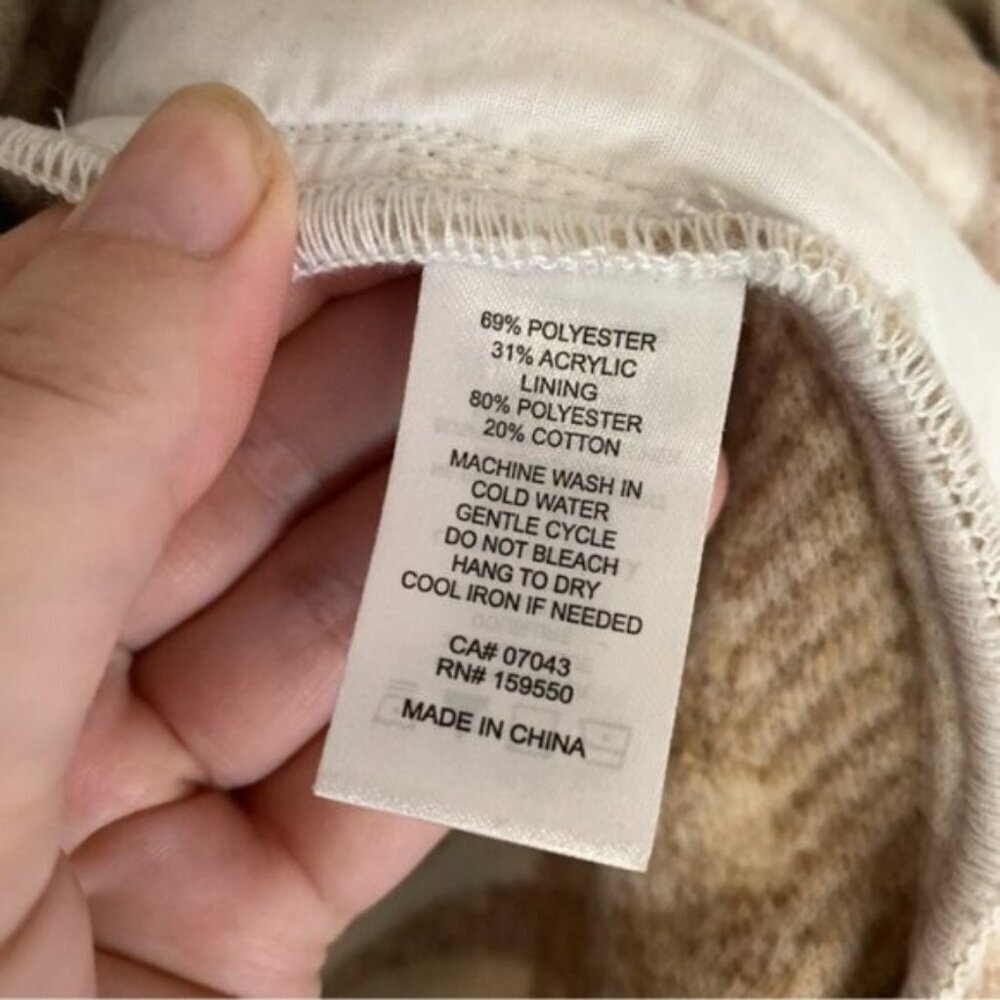 Joie Plaid Oversized Fleece Shacket Jacket Cotton Polyester Blend - Picture 6 of 13